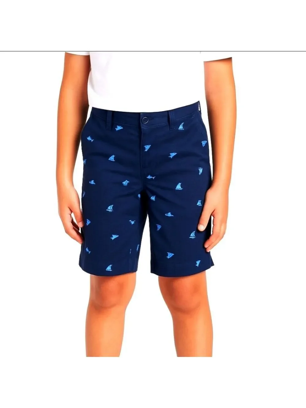 Faded Glory Boys’ Navy Blue Chino Shorts with Nautical Print  Size 12 Summer Kid